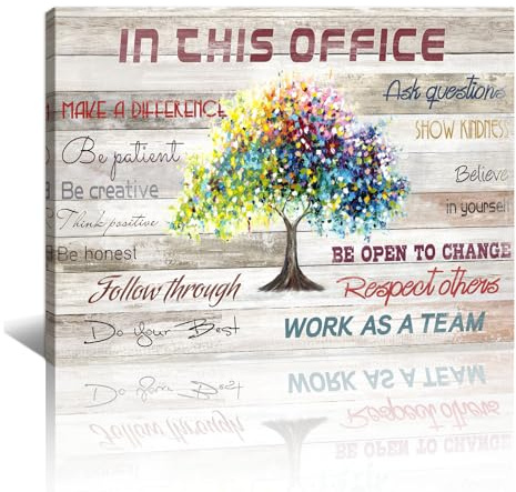 Moderno Marco de Madera Cuadros, Oficina Arbol Colorido con Frases Inspiradoras Cuadros Decoracion Salon Su Tela Pintura Lienzos decorativos para pared Dormitorio Comedor Listo para colgar 30x40cm