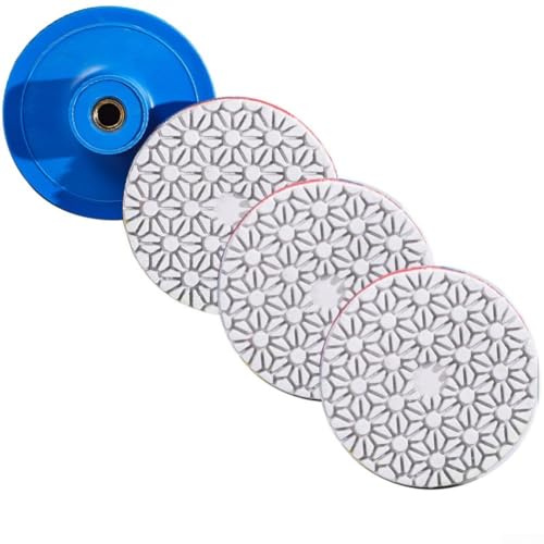 Besttoolifes Disco de pulido húmedo y seco, disco de molienda de ángulo integrado grueso de 80 mm, rosca M10 para granito, mármol, azulejos, grano 50/150/300/500, juego de 4 piezas