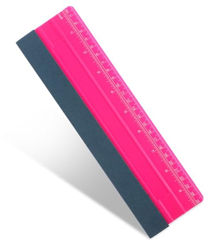 Telooco Professionale Spatola per Vinile, Spatola in Feltro da 10 Pollici con Scala Decalcomanie, Adesivi in Vinile Carta Carta da Parati per Auto Pellicola Finestre (Rosso Rosa)