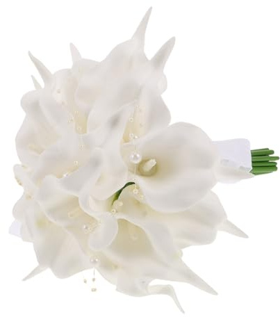 Ciieeo Bouquet da Sposa Artificiale Calla Bianco Leggero e Resistente per Matrimoni Feste e Sessioni Fotografiche per Cerimonie e Ritratti Nuziali