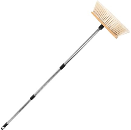 Anneome Scopa Giardino in bambù Durevole con Manico in Spazzola Setole Dure per Pulizia Esterna Patio e Pavimenti in Legno Spazzolone ed Ergonomico