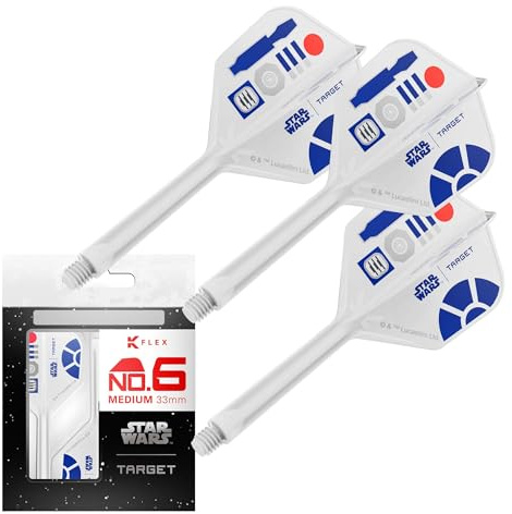 Target Darts Star Wars R2-D2 K Flex Ailettes et Tiges de Fléchettes Intégrées | R2D2 Lot de 3 K-Flex, N° 6 | Disney K-Flex Accessoires, Moyen (33mm)
