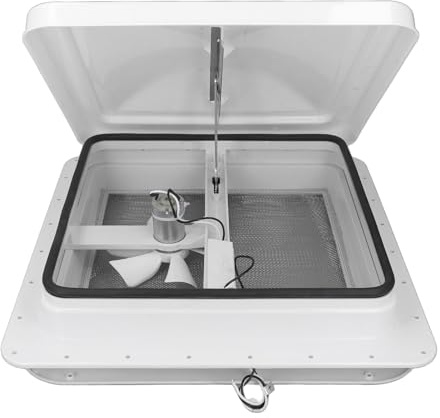 FTVOGUE Ventilateur de Toit pour Camping-car 12 V avec Télécommande, Ventilateur d'extraction Réversible avec Couvercle Blanc de 35,6 Cm pour Remorques, Camping-cars, Installation Facile,
