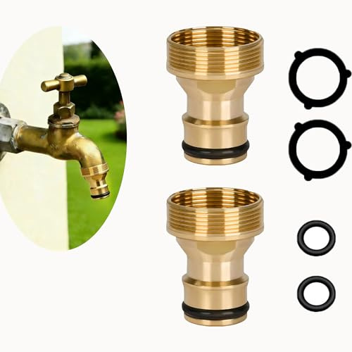 FortiTooi 2 Pack Universal Kitchen Mixer Tap to Garden Hose Connector, 22mm & 24mm Threaded Adapter for Sink Bathroom Tap Garden Hose Pipe, Easy Install Rustproof Indoor Outdoor Use