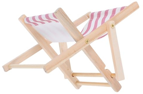 Tofficu Support de Téléphone Portable de Table en Bois, Modèle Chaise de Plage Miniature, Décoration de Bureau, Station d'accueil Stable pour Smartphone, Accessoire Pratique