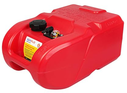 LIGHTEU, SEAFLO Tragbarer Boot Kraftstofftank 24L (6 Gallonen) Benzintank mit Füllstandsanzeige Marine Außenborder Tank HDPE Rot, SFGT-24-01
