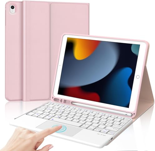 Tastiera per iPad 9/8/7 Generazione 10.2 Pollici/Pro 10.5/iPad Air 3 10.5 | Cover Keyboard Touchpad Magnetico Staccabile, Italiano QWERTY, Custodia Tastiera Senza Fili Bluetooth con Portapenna, Rosa