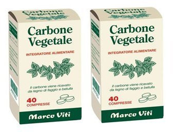 2 x Carbón Vegetal 40 Tabletas Hinchazón Abdominal - Marco Viti