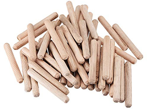 sourcing map 50Stk 5/16x 2-6/16(8x60mm) Holz Holzdübel Stift Getrocknet Ofen Abgeschrägte Geriffelt Hartholz Köper
