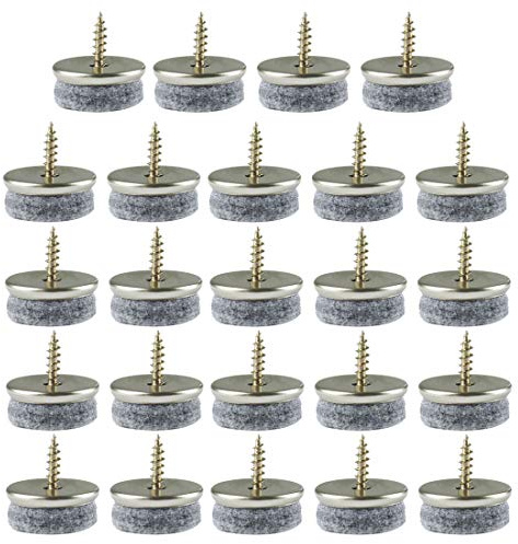 uxcell 24pcs Screw Felt Glider Furniture Pad Nails Screw-in Glide Slider 24mm/ 1 Dia for Wooden Table Desk Leg Feet