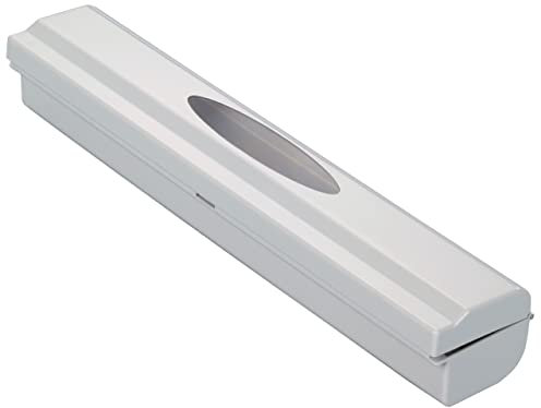 WENKO Folienschneider Perfect-Cutter, praktischer Abroller für Frischhaltefolie und Alufolie, Folienspender aus Kunststoff, 38 x 5,2 x 6,7 cm, Lichtgrau