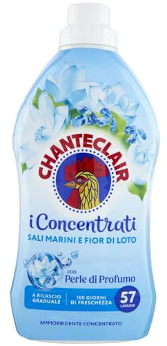 Chanteclair I Concentrati - Ammorbidente Concentrato, Fragranza Sali Marini e Fior di Loto, per Capi Morbidi e Profumati - 1 Litro