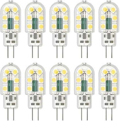 Klighten 10-Pack 3W G4 LED Bombillas, AC/DC 12V Bombillas de iluminación equivalente a 25W Halógena, Blanco Frio 6000K, No Regulable