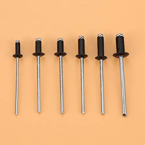 120 pièces/ensemble M2.4/M3.0/M3.2/M4 Rivets noirs Assortiment de rivets Rivets noirs Rivets aveugles en aluminium avec boîte, pour pistolets à riveter pneumatiques, pistolets