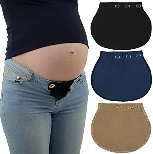 Simoda Pregnant Pants Extender Adjustable Waist Extension Pregnancy Waistband Extender Elastic Pregnancy Pants Extender for Pregnant Women,3 Pack