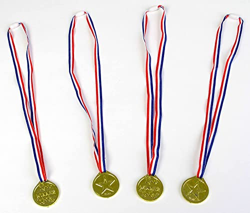 Carpeta 4 Gewinner-Medaillen für eine Mottoparty und Kindergeburtstag | Goldmedaillen Medaille Fußball Sport Kinder Geburtstag Mitgebsel