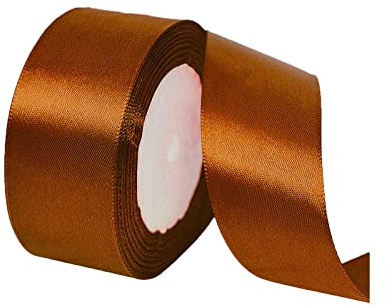 POPOYU Satinband Braun 40mm, 23 Meters Dekoration Geschenkband Fein Schleifenband, Stoffband für Luftballons, Hochzeit, Taufe und Geburtstag Geschenke Der Valentinstag Verpackung von Geschenken