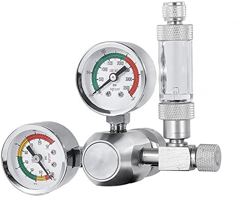 MiOYOOW CO2 Druckregler für Aquarien CO2 Manometer CO2 Druckminderer Aquarium CO2 Manometer Druckregler mit 2 Manometern für Aquarienwasserpflanzen
