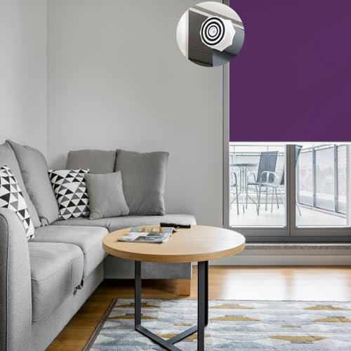 Thermorollo Ohne Bohren Klemmfix 35 x 110 cm Hitzeschutz und Sichtschutz, Rollo Seitenzugrollo mit Verstellbarer Kette für Fenster und Türen, Lila