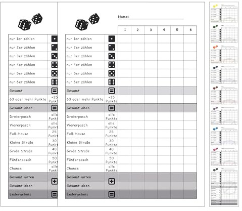 DiceCupFlex Würfelspiel Block Din A6 mit 50 Seiten Würfelblock, Spielblock, Ersatzblock Design (2 Stück Schwarz)
