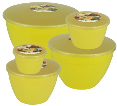 Just Pudding Basins Yellow Space Saving Set of Plastic Steam Pudding Bowls and Lids 5 Popular Sizes Up to 3 Pints