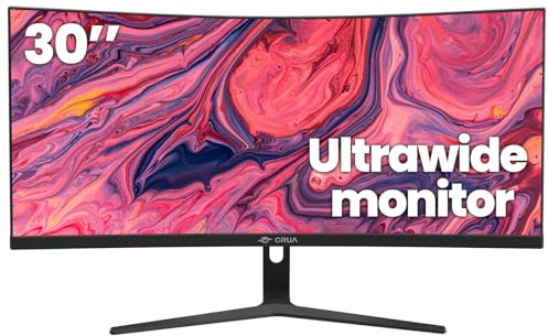 CRUA 30Inch Ultrawide Curved Monitor, 21:9 FHD(2560x1080P) VA Computer Monitor, 120% sRGB 100HZ 1500R PC Monitors Support FreeSync, Wall-Mounted, with HDMI/DP Display Port-Black