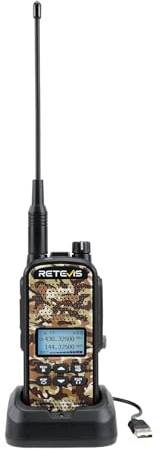 Retevis EZTalk 62 Walkie Talkie, Jagd Funkgerät, IP67 Wasserdicht, VOX, TOT, Stummschaltung mit Einer Taste, Taschenlampe, 2200 mAh Akku, Große Reichweite für die Jagd(1 Stück, Tarnung)