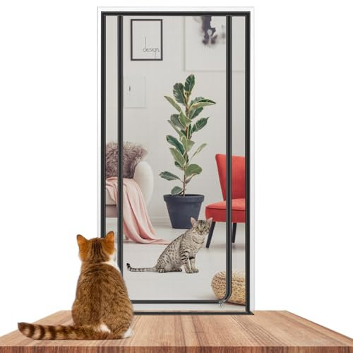 Cat Screen Katzennetz für Balkon Katze Mesh Haustiere Bildschirm Tür mit Reißverschluss Cat Screen Door for Wohnzimmer, Schlafzimmer, Küche, Terrasse, Hund Katze Gittertür (90x200cm)
