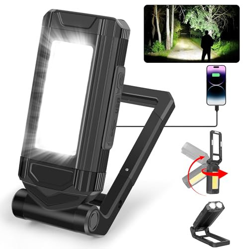Daphomeu Lampe De Travail COB, Lampe Torche LED Rechargeable, Lampe D'Atelier Extra Lumineuse, Lampe d'inspection alimentée par batterie pour la réparation automobile, l'atelier et le camping