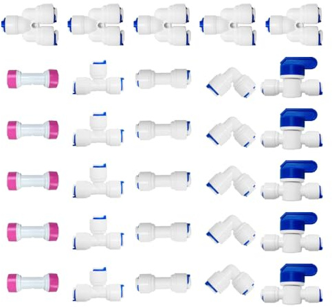 PAROAD Wasserzulaufleitung Universal Wasseranschluss Set，3/8 (9.53 mm) Zoll OD Pushfit Gerade Verbinder für Osmoseanlagen, Wasserfilter, Wassersppudler, 30 Stück