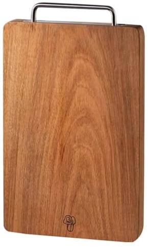 Tabla de cortar de madera maciza con mango de metal, tabla de cortar grande de 40 cm de grosor para carne, queso y verduras, reversible y duradera, ideal para embutidos