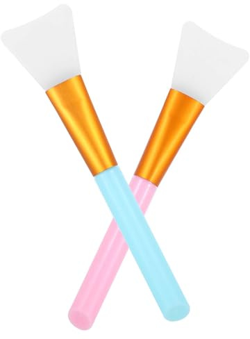 2PCS Silicone Mask Applicator Tool Face Mask Brush Soft Silicone Facial Mud Makeup Brushes Face Mask Beauty Tool Hairless Spatula Applicator Tools for Body Lotion Butter Clay Mask DIY Mask(Blue+pink)