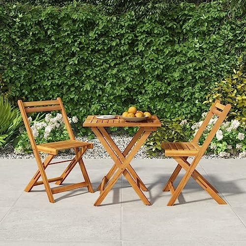 KATERYY 3-TLG. Bistro-Set Klappbar Massivholz Akazie,Klappbares AkazienholzBistroSet: Gemütliches Essen und Entspannen im Garten
