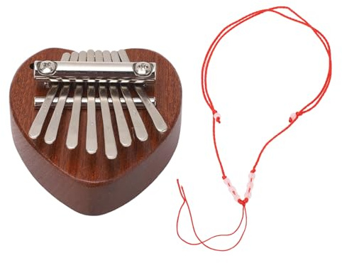 Mini Kalimba 8 Touches Piano à Pouce en Acier Bois de Pêche Excellente qualité Sonore Facile à Jouer pour les Enfants Débutants (Forme de coeur XA65)