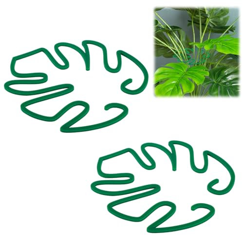 Gosknor 2pcs Monstera Shaped Plant Stands, Durable Acrylic Monstera Leaf Plant Support Reusable Monstera Grapple Climbing Houseplant Stem Supports for Indoors Outdoors(Green)