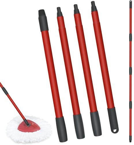 POHOVE Mop Handle Replacement, Compatible with Vil-EDA Sp-in Tu-rbo Mop, 4 Section 30 to 55 Brooms Stainless Steel Mop Pole for Floor Clean