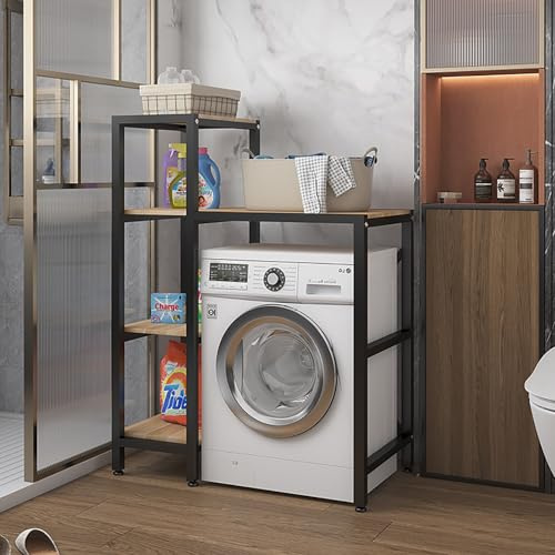 Armario Lavadora Y Secadora Vertical,Estantería Lavadora Con Tablero De Estante,Mueble Lavadora Secadora Exterior,Gabinete De Lavadora De Tambor,Universal Kit De Soporte Secadora Sobre Lavadora(Black/