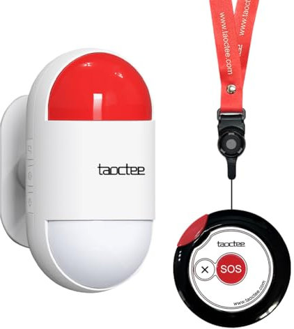 taoctee Panic Button Alarm for Security Emergency Remote Panic Alarm Siren for Home Strobe Siren,Lightweight and Compact Button with Lanyard,Emergency Alert System for House Business Shop(Battery/USB)