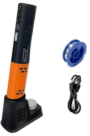 Uadme Cordless Soldering Iron Kit with LED Light, 25 Seconds Fast Heating Max. 450°C, Portable Rechargeable Battery Soldering Iron for Beginners and Professionals (Orange)