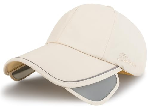 TAGVO Gorra de Béisbol con Visera Retráctil – UPF 50+ Protección Solar, Transpirable & de Secado Rápido, Gorra Deportiva con Abertura Posterior para Cola de Caballo, Ideal para Mujeres y Hombres