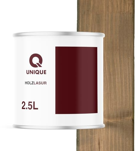 Q UNIQUE Holzlasur Satin 2,5L | Farbton: Braun-grau 7013 | Holzschutz außen & innen | Wetterfest & UV-beständig | Für Zäune, Möbel, Terrassen