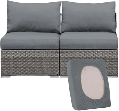 Hoowarm Överdrag för sits elastisk utomhussoffa, 3/2/1 sits avtagbar uteplats kuddfodral tvättbar för inomhus, utomhus, stol, trädgård, rottingmöbler (grå, 50–65 cm (2 st))