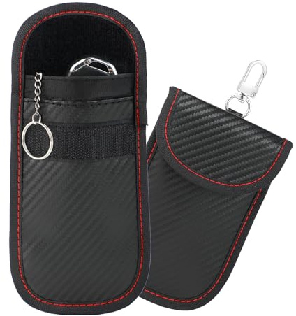 Flearitzo Portachiavi Auto Antifurto 2 Pezzi – Custodia Keyless RFID Blocca Segnali per Protezione Chiave Auto – Borsa Faraday per Sicurezza e Schermatura Chiavi Senza Chiave