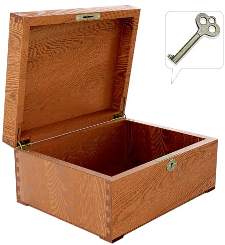 Diagsh Locked Wooden keepsake box with Hinged Lid, Ash Wood Decorative Keepsake Box (11x5x8.46 in), Handmade Mortise & Tenon Joints, Durable Wood Box Storage for Jewelry & Valuables