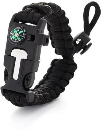 PRIMAL SURVIVAL 5-in-1 Survival Bracelet | 550 Paracord Bracelet with Compass, Emergency Whistle & Fire Starter | Adjustable 3.2m Bracelet for Camping, Hiking & Bushcraft
