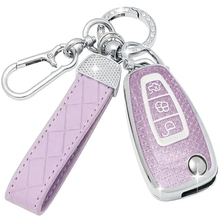 SparkleJoy Autoschlüssel Hülle Glitzer Kompatibel mit Ford Focus Fiesta Kuga Tourneo Transit Connect Custom Courier Puma Galaxy C-Max S-Max Schlüssel，TPU Schutzhülle Cover - Flip Key
