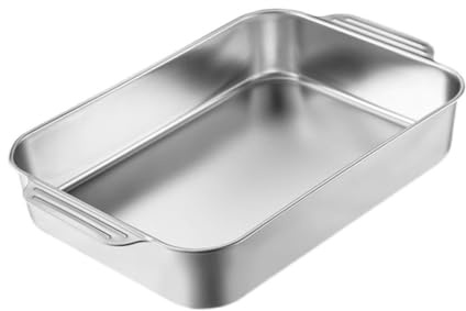 BAZEITFLOW Teglia per Forno Resistente a Temperature Elevate e Deformazioni Rettangolare in Acciaio Inossidabile Design Spesso e Robusto la Cottura di Pesce e Verdure