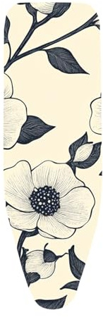Bügelbrettbezug Beige Graue Blume Bügelbrettbezug 120x40 Elastisch Bezug Bügelbrett Für Schnelles Bügeln Bügeltischbezug mit Dick Polsterung Ironing Board Cover Hitzeresistent Bügelbrettbezüge