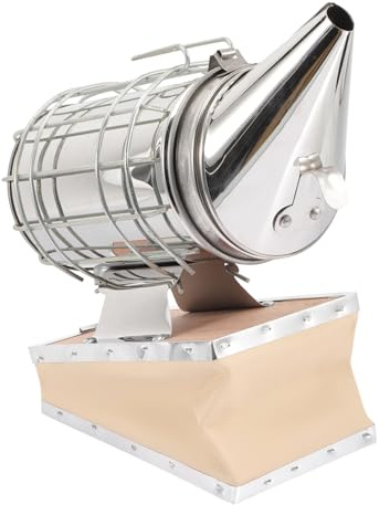Angoily Stainless Steel Beekeeping Smoker Mini Bee Hive Tool with Heat Shield Practical Manual Smoker for Inspecting Colonies Honey Harvesting and Merging Bees Beekeeper Accessory