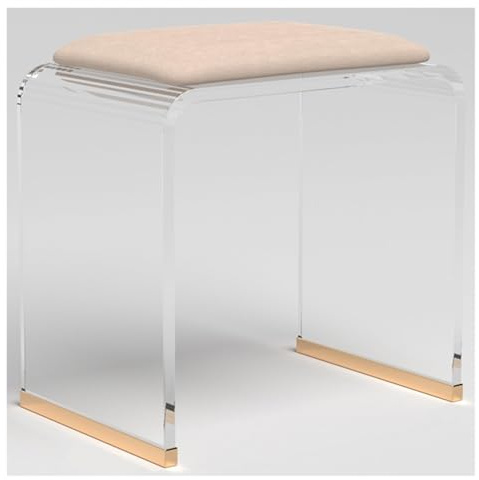 Duschhocker aus Acryl mit gepolstertem Sitz, transparentes Design, perfekt für Make-up-Räume, keine Montage erforderlich